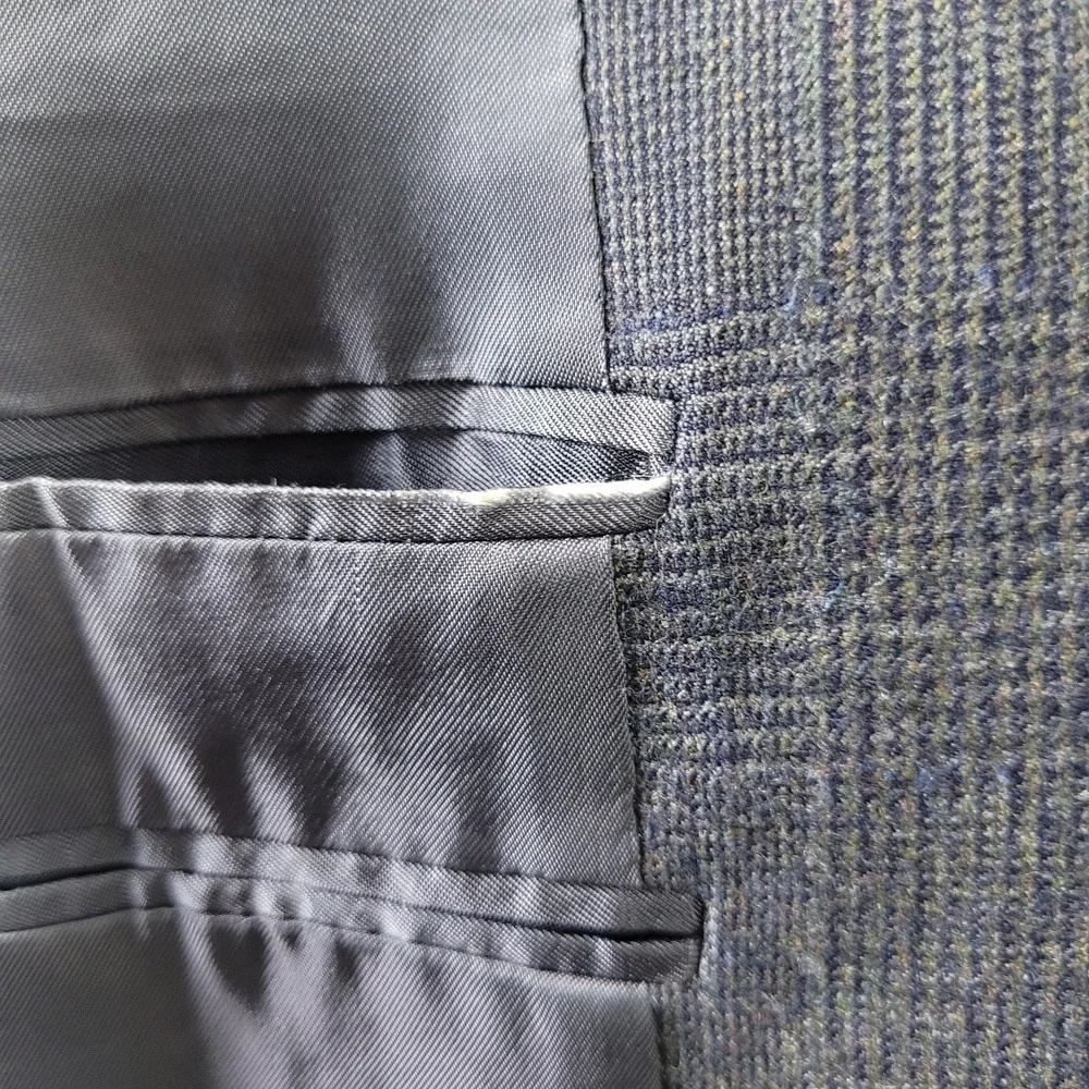 Vtg 90s Ermenegildo Zegna Grey Glen Plaid Wool Cashmere Blazer Sport Coat 42R